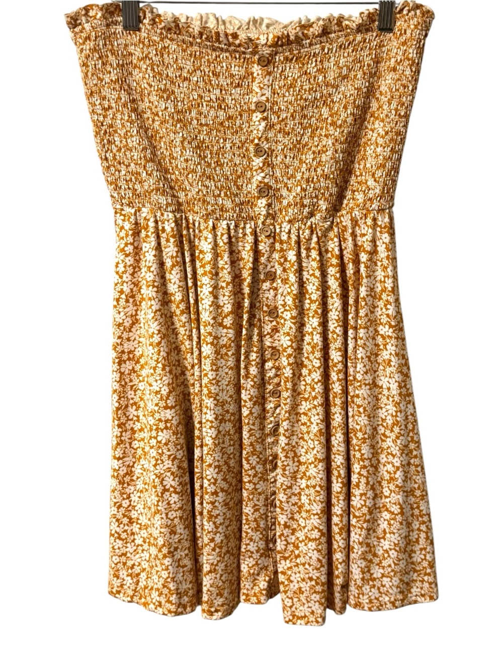 Arden’s Floral Smocked Strapless Dress Tube Dress Orange White Large Beach